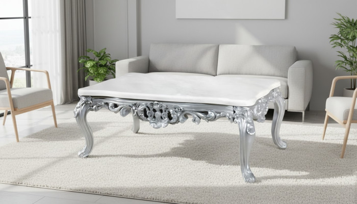 Barokowy rokokowy stolik kawowy Drewno Tabela Side Sofa Kanapa stoły Marmur