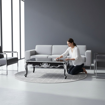 Barokowy rokokowy stolik kawowy Extra Class Deko Drewno Tabela Side Sofa Couch