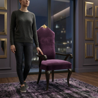 Krzesło Krzesła Tron Fotel Zestaw jadalnia designerskie Drewno Antyk w stylu barokowym