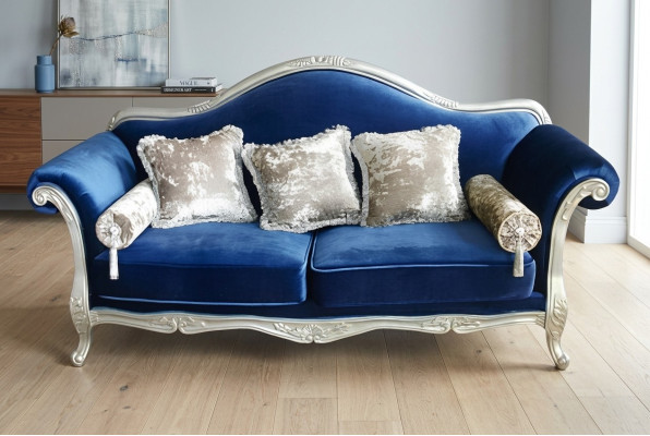 Dwuosobowa sofa tronowa Royal Podkładka Aksamit 2 miejsce do siedzenia Antyk w stylu Chesterfield