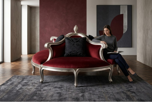 Okrągły Sofa Podkładka Kanapa Podkładka Chesterfield Aksamit 4 miejsce siedzące w stylu Antyka
