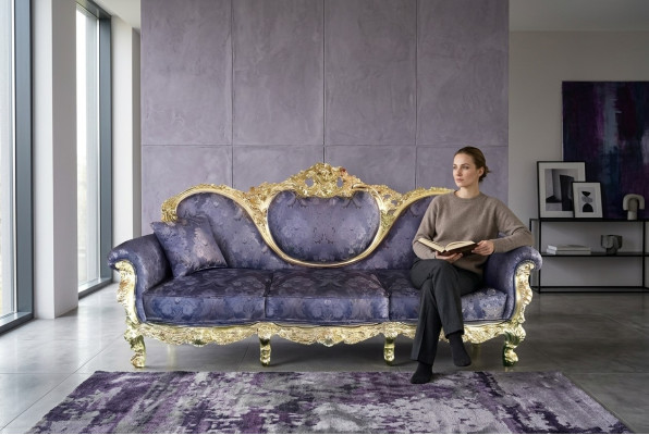 Throne Sofa Queen Podkładka Aksamit 3 miejsce siedzące Antyk Stil Fotel Lounge Chesterfield