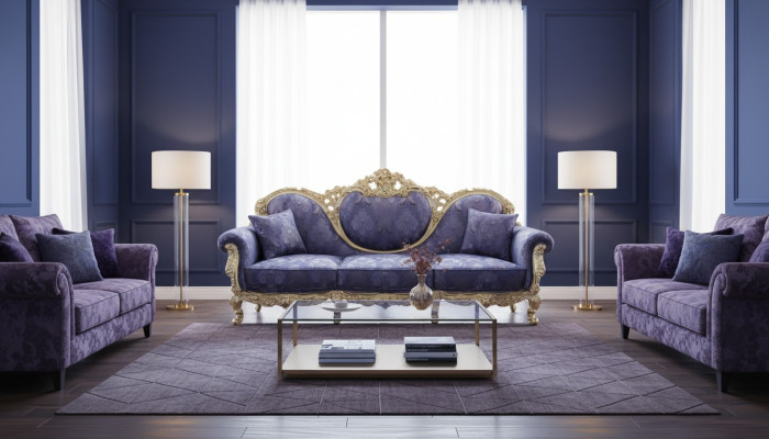 Throne Sofa Queen Podkładka Aksamit 3 miejsce siedzące Antyk Stil Fotel Lounge Chesterfield