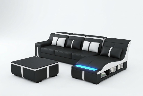 Narożnik Sofa Kanapa Podkładka Narożnik Siedziba Skóra Ustawić Podświetlana L Kształt G8047C