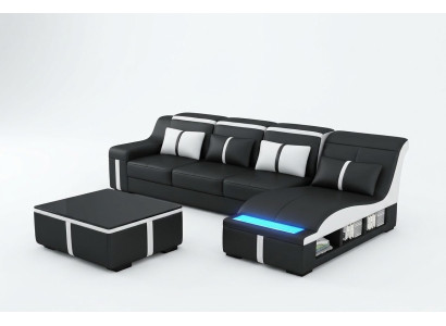 Narożnik Sofa Kanapa Podkładka Narożnik Siedziba Skóra Ustawić Podświetlana L Kształt G8047C