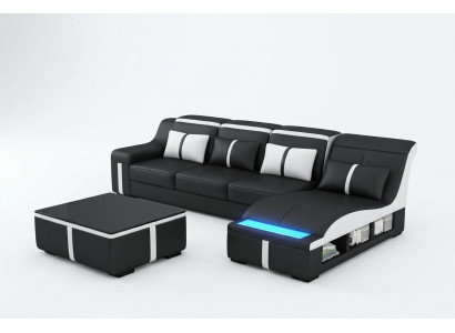 Narożnik Sofa Kanapa Podkładka Narożnik Siedziba Skóra Ustawić Podświetlana L Kształt G8047C