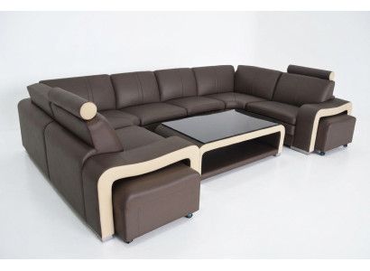 Skóra Narożnik Sofa Kanapa Podkładka Ustawić Siedziba Living Landscape Modern