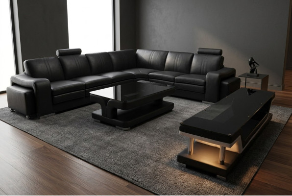 Skóra Couch Żywy krajobraz Narożnik Ustawić Design Sofa L-Shape A1109B Sofy Kanapy