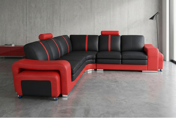 Narożnik Sofa Kanapa Podkładka Narożnik Siedziba Skóra Ustawić Żywy krajobraz Podświetlany kształt litery L