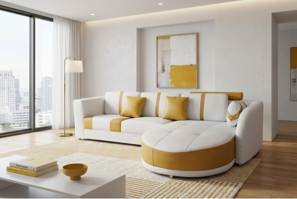 Skóra Narożnik Sofa Kanapa Podkładka Siedziba Living Modern Design Meble Ustawić
