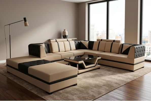 Skóra Narożnik Sofa Kanapa Podkładka Siedziba Living Landscape Modern Design Meble