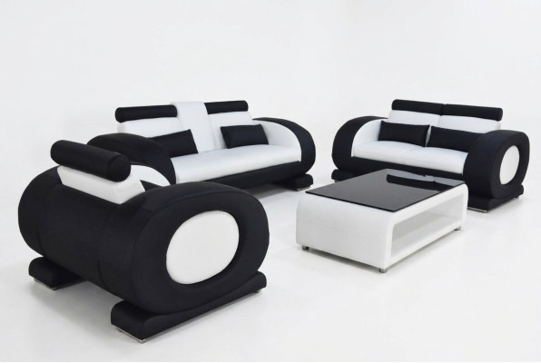 Sofa Kanapa Skóra Siedziba 3+2+1 Komplet Ustaw Designer Modern