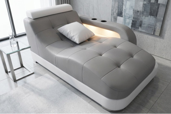 Designerska Skóra Szezlong Nowoczesna Szara Sofa Otomana Oryginalna Skóra Relaks