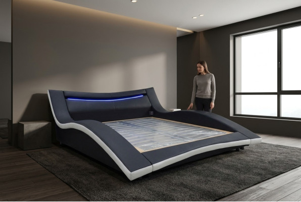 Luksusowy Design Skóra Dwuosobowy Hotel Łóżko Tapicerowane Małżeństwo Nowoczesne łóżko Rama Nowość