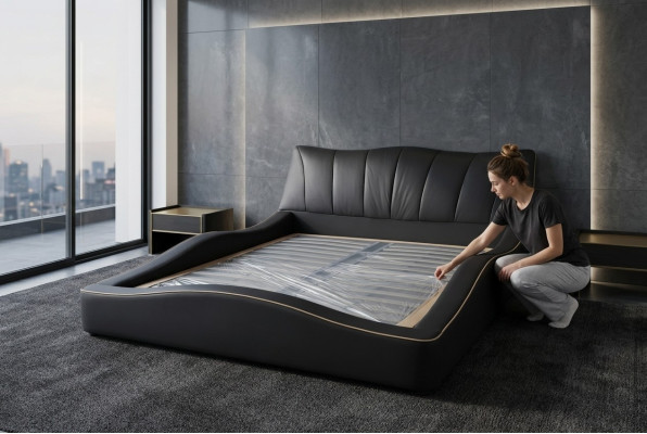 Luxury Design Skóra Podkładka Hotelowa Łóżko Rama Rama Nowoczesne łóżko Tapicerowane