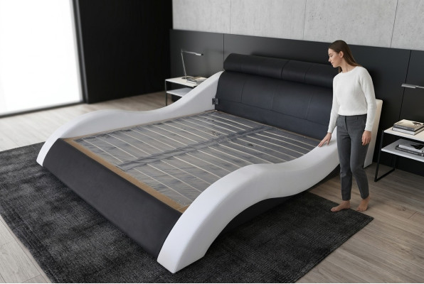 Podwójny luksusowy design Skóra Hotel Łóżko Podkładka łóżka Nowoczesne wielofunkcyjne