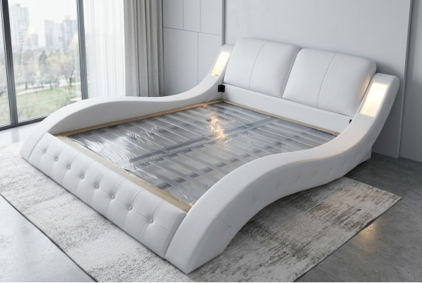 Design Luksusowe łóżko Podkładka Małżeństwo Hotel Nowoczesne łóżko Skóra 140/160/180/200 LB8824