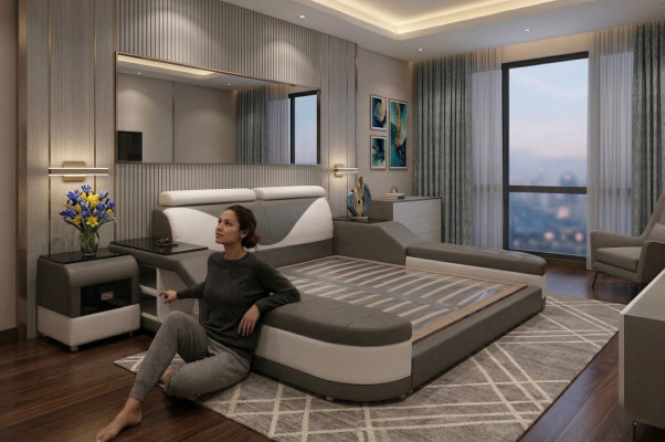 Skóra Design Podkładka łóżka Double Modern 140/160/180/200 Łóżko LB8817