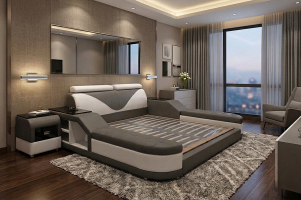 Skóra Design Podkładka łóżka Double Modern 140/160/180/200 Łóżko LB8817