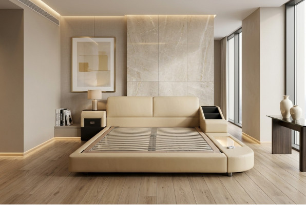 Ekskluzywne wielofunkcyjne łóżko podwójne Hotel Marriage Podkładka Skóra Design Łóżko Luxury New
