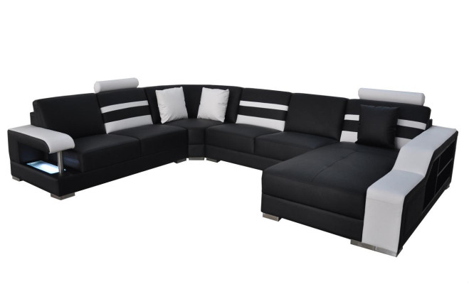 Narożnik Sofa Podkładka Siedziba Skóra Kanapa Sofy Kanapy Ustawić U Form Żywy krajobraz