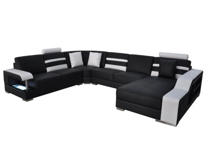 Narożnik Sofa Podkładka Siedziba Skóra Kanapa Sofy Kanapy Ustawić U Form Żywy krajobraz