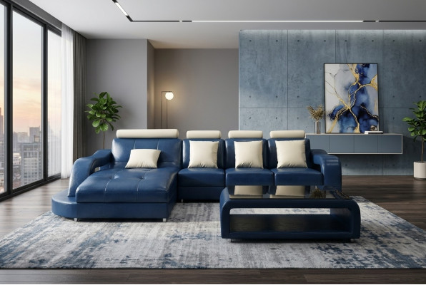 Skórzana Sofa Kanapa Żywy krajobraz Narożnik Ustawić Design Nowoczesna Sofa w kształcie litery L
