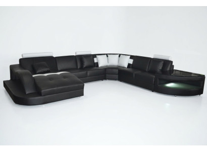 Skóra Sofy Żywy krajobraz Narożnik Ustawić Design Nowoczesna Sofa Kształt U + Tabela