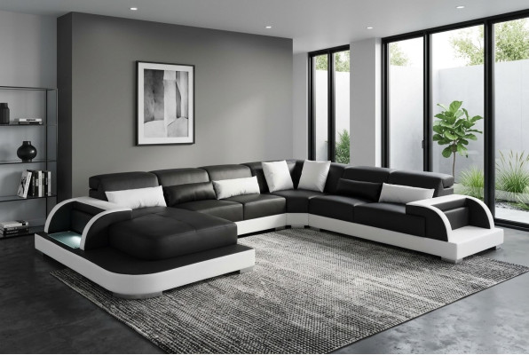 Skóra Sofa Kanapa Żywy krajobraz Narożnik Ustawić Design Nowoczesne Sofy Kształt U Kanapy
