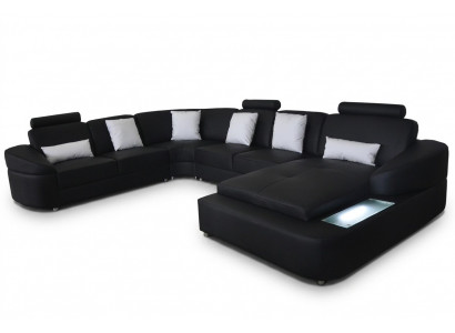 Leder Sofa Couch Wohnlandschaft Eck Garnitur Design Modern Sofas U-Form Couchen
