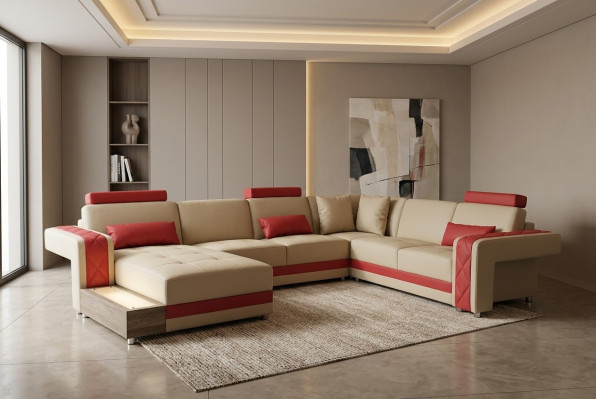 Skórzana Sofa Kanapa Żywy krajobraz Narożnik Ustawić Design Nowoczesna Sofa Dekoracyjna