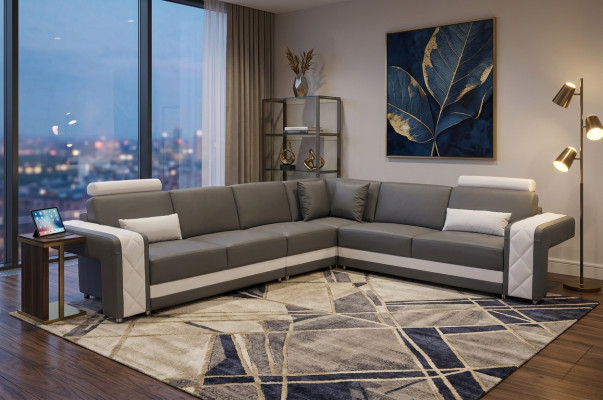 Skórzana sofa kanapa Żywy krajobraz Narożnik Ustawić Design Nowoczesna sofa dekoracyjna w kształcie litery L
