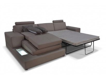 Skóra Couch Żywy krajobraz Narożnik Ustawić Design Nowoczesna sofa w kształcie litery L