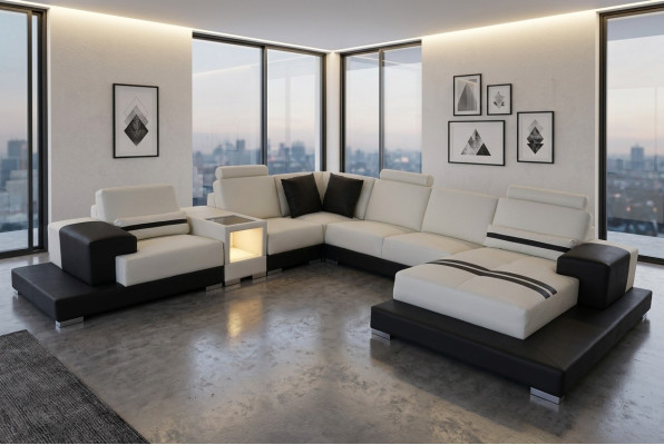 Skórzana Sofa Kanapa Żywy krajobraz Narożnik Ustawić Design Dekoracyjna Nowoczesna Sofa