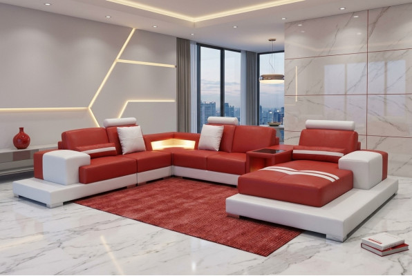Skórzana Sofa Kanapa Żywy krajobraz Narożnik Ustawić Dekoracyjny Design Nowoczesna Sofa