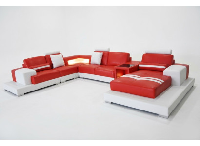 Skórzana Sofa Kanapa Żywy krajobraz Narożnik Ustawić Dekoracyjny Design Nowoczesna Sofa