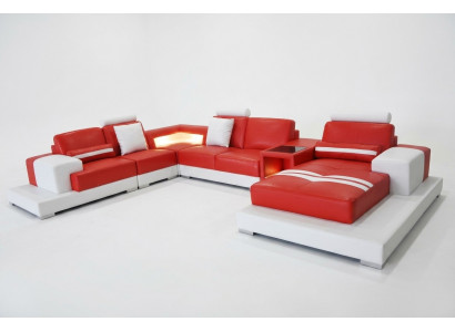 Skórzana Sofa Kanapa Żywy krajobraz Narożnik Ustawić Dekoracyjny Design Nowoczesna Sofa