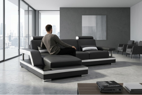 Skórzana sofa Żywy krajobraz Narożnik Ustawić Design Nowoczesna sofa w kształcie litery L