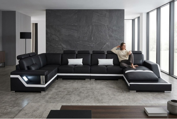 Skórzana sofa Żywy krajobraz Narożnik Ustawić Design Nowoczesna Sofa Kształt U