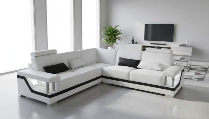 Skórzana sofa kanapa Żywy krajobraz Narożnik Ustawić Design Nowoczesna Narożnik Sofa L-kształt L6002