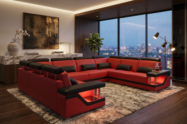 Skórzana Sofa Kanapa Żywy krajobraz Narożnik Ustawić Design Nowoczesna Sofa Kształt U Nowy L6002