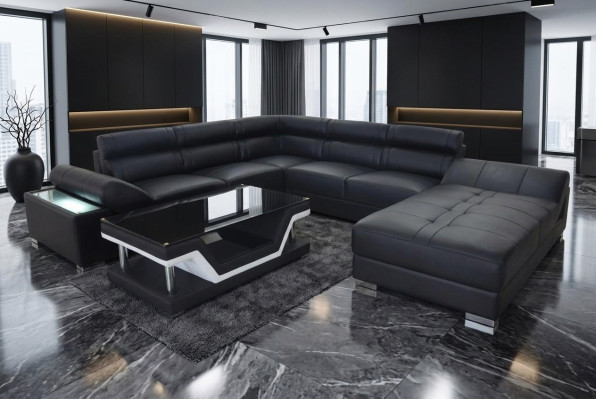 Skórzana Sofa Kanapa Żywy krajobraz Narożnik Ustawić Design Nowoczesna Sofa Kształt U