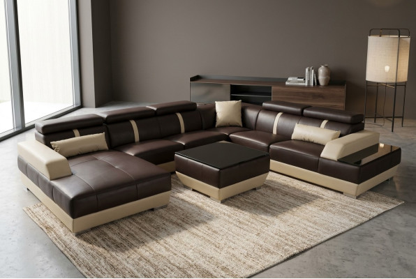 Skórzana sofa Żywy krajobraz Narożnik Ustawić Design Nowoczesna sofa Dekoracyjna Kształt U