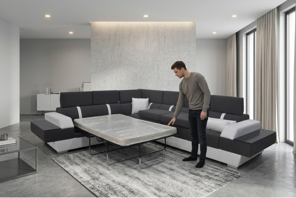 Skórzana Sofa Kanapa Żywy krajobraz Narożnik Ustawić Design Nowoczesna Sofa L-Shape K5015D