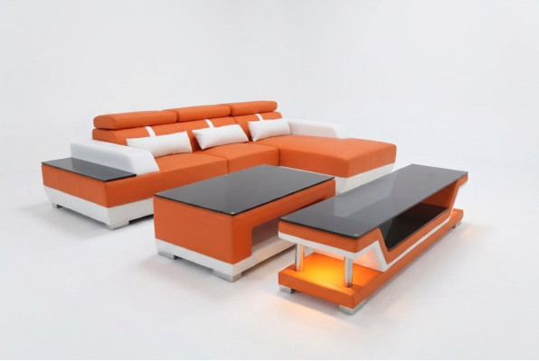 Skórzana sofa Żywy krajobraz Narożnik Ustawić Design Nowoczesna Sofa w kształcie litery L Szezlong