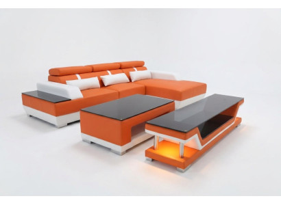 Skórzana sofa Żywy krajobraz Narożnik Ustawić Design Nowoczesna Sofa w kształcie litery L Szezlong