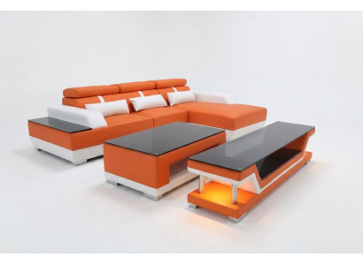 Skórzana sofa Żywy krajobraz Narożnik Ustawić Design Nowoczesna Sofa w kształcie litery L Szezlong
