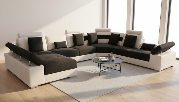 Sofa Skórzana Kanapa Żywy krajobraz Narożnik Ustawić Design Nowoczesna Sofa Kształt U K5014 Nowość