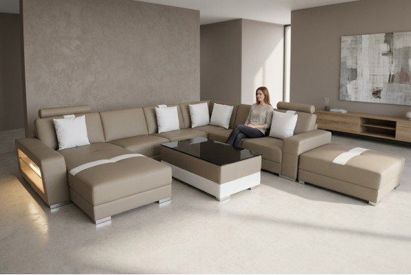 Sofa skórzana Sofa dekoracyjna Żywy krajobraz Narożnik Ustawić Design Nowoczesna Sofa