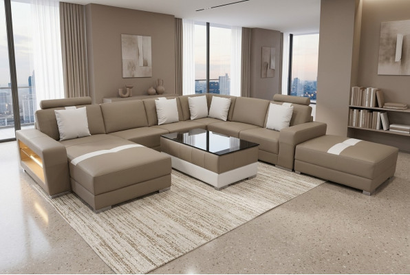 Sofa skórzana Sofa dekoracyjna Żywy krajobraz Narożnik Ustawić Design Nowoczesna Sofa